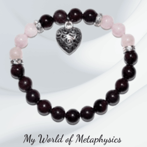 8mm Garnet & Rose Quartz with Heart