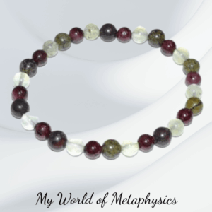 6mm Dragon Blood Jasper, Garnet, and Prehnite bracelet