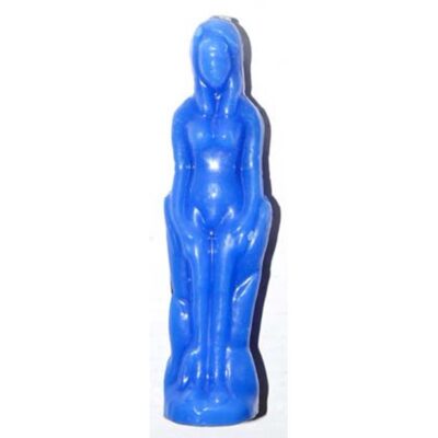 blue female candle 7in