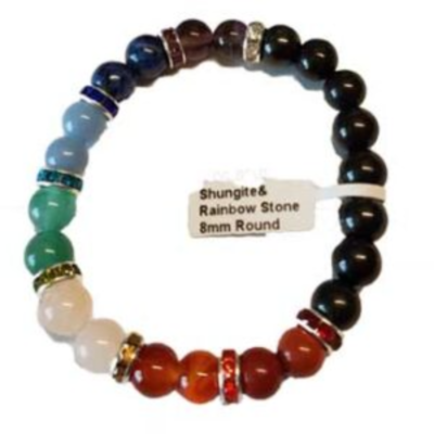 8mm Chakra & Shungite Bracelet