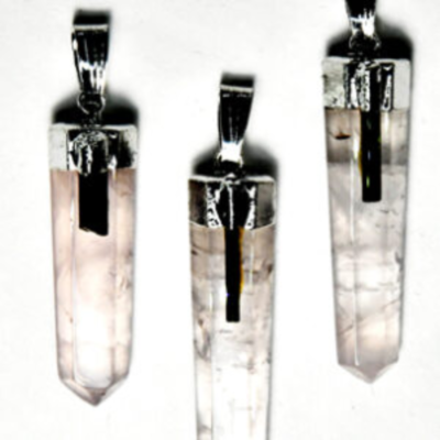 Rose Quartz With Tourmaline Pendant