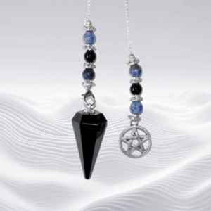 6-sided Black Obsicdian Pentagram Pendulum