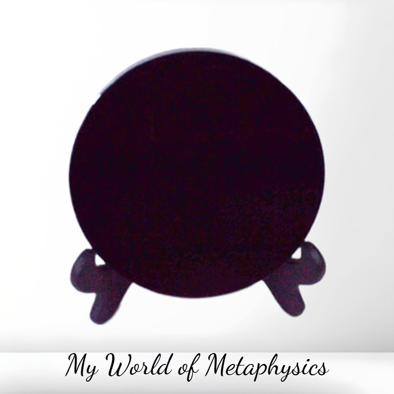 12cm Black Obsidian Scrying Mirror W/ Stand
