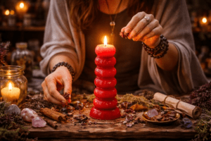 lighting a red candle