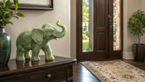 jade elephant near front door for abundance